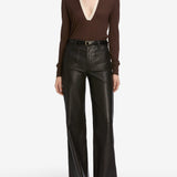 FRAME - THE LEATHER SLIM PALAZZO MODERNIST POCKET BLACK