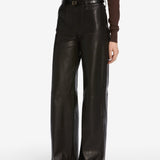 FRAME - THE LEATHER SLIM PALAZZO MODERNIST POCKET BLACK