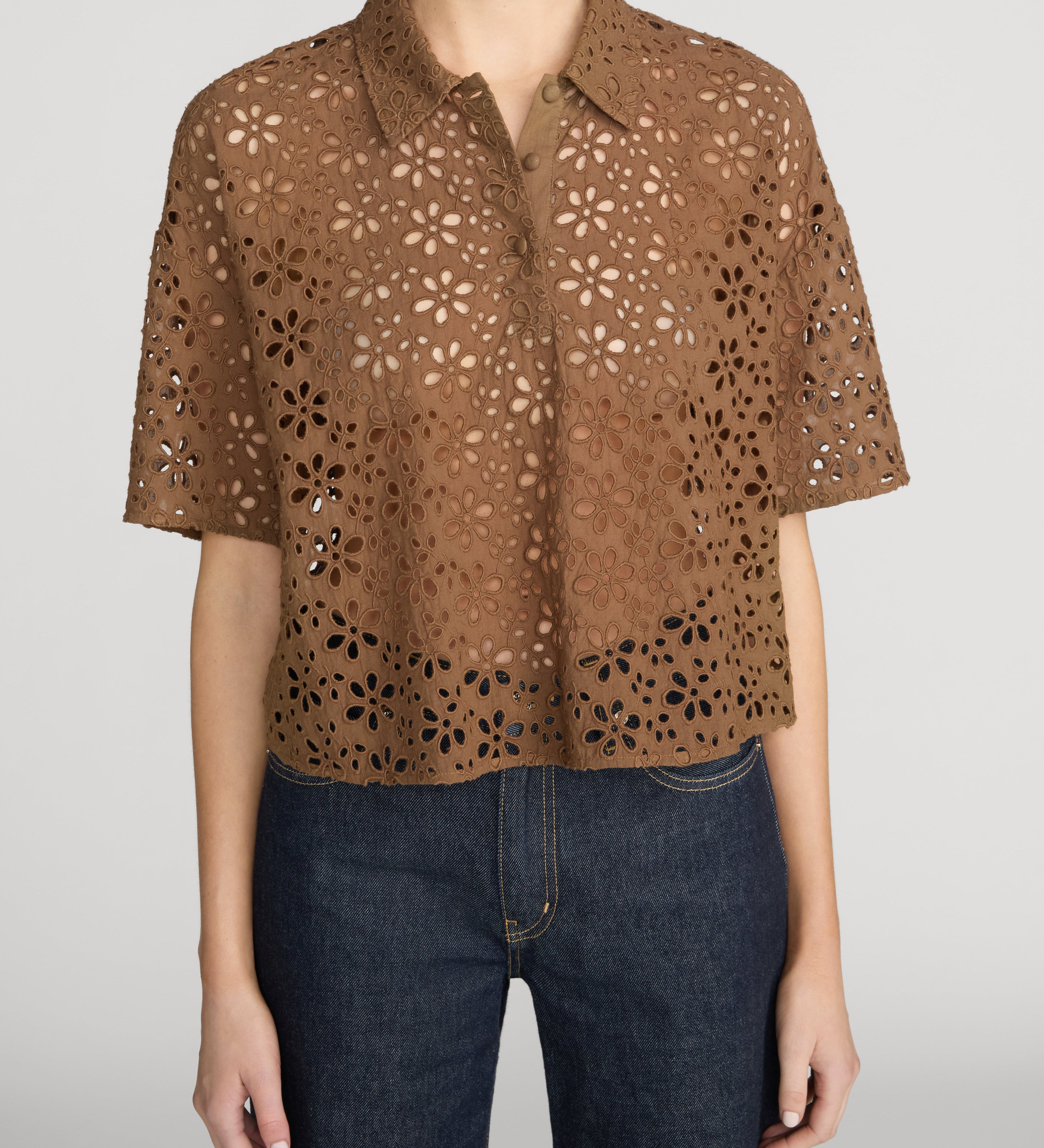 FRAME - The Downing Eyelet Polo