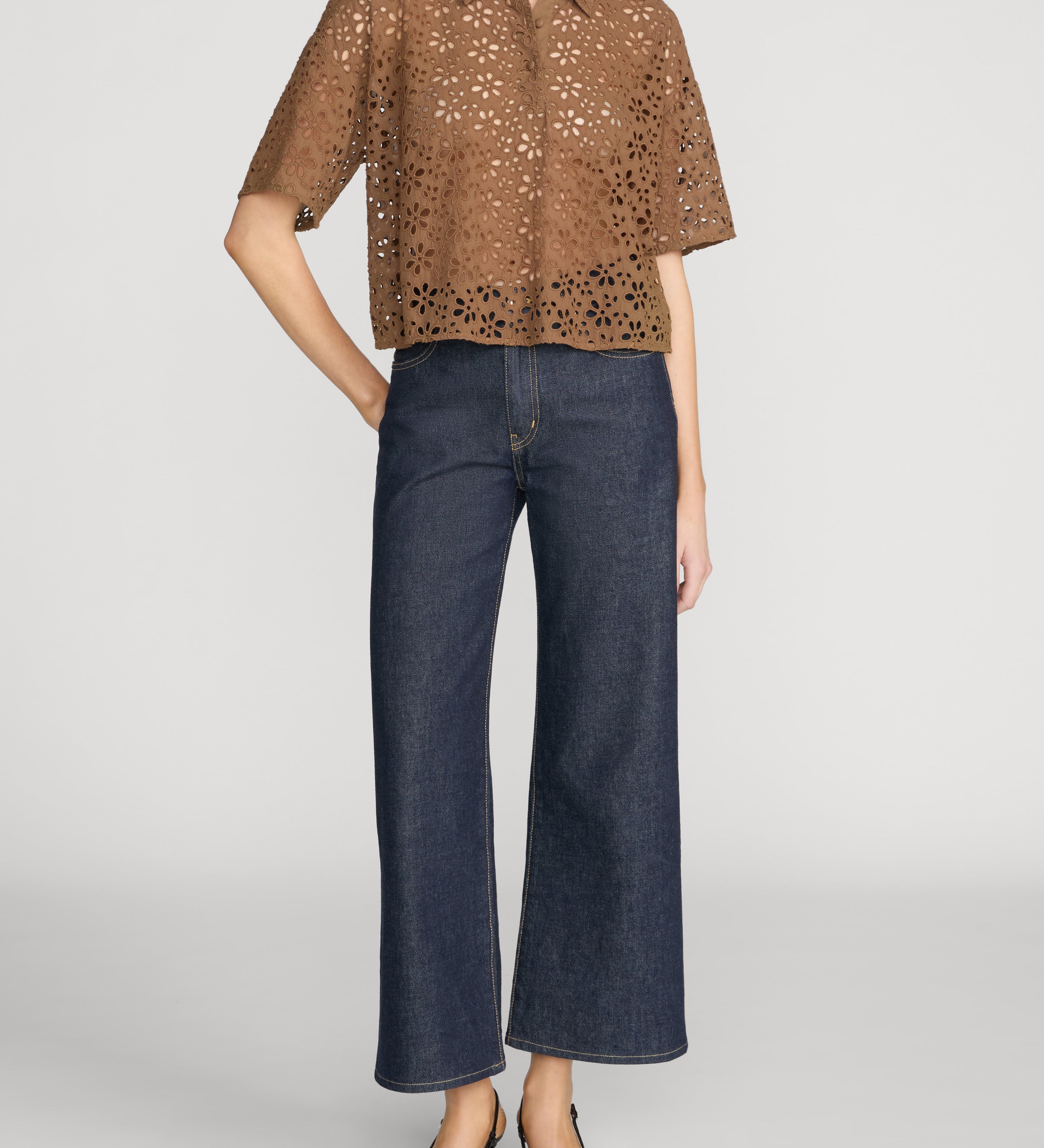 FRAME - The Downing Eyelet Polo