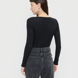 Loeffler Randall - Kaya Pointelle Long-Sleeve Bodysuit