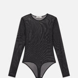 FRAME - Stretch Mesh Bodysuit -- Black
