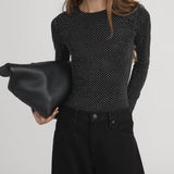 FRAME - The Rhinestone Jersey Top -- Black