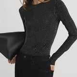 FRAME - The Rhinestone Jersey Top -- Black