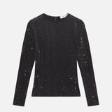 FRAME - The Rhinestone Jersey Top -- Black