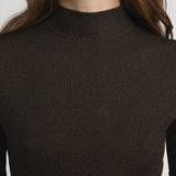 FRAME - The Lurex Mock Neck Tee -- Americano