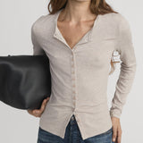 FRAME - The Rib Splay Top -- Oatmeal Heather