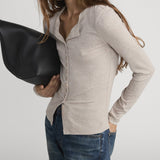 FRAME - The Rib Splay Top -- Oatmeal Heather