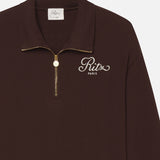 FRAME - Ritz Half Zip Polo -- Chocolate Brown