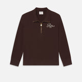 FRAME - Ritz Half Zip Polo -- Chocolate Brown
