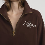 FRAME - Ritz Half Zip Polo -- Chocolate Brown