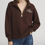 FRAME - Ritz Half Zip Polo -- Chocolate Brown