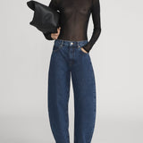 FRAME - The Mesh Polka Dot Top -- Black