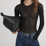 FRAME - The Mesh Polka Dot Top -- Black