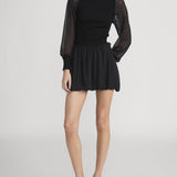FRAME - The Sheer Sleeve Dress -- Black