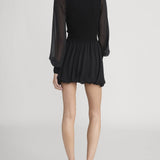 FRAME - The Sheer Sleeve Dress -- Black