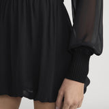 FRAME - The Sheer Sleeve Dress -- Black
