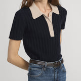 FRAME - The Contrast Trim Polo -- Navy Multi