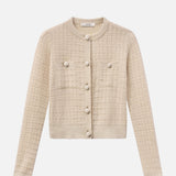 FRAME - The Lurex Check Cardi -- Cream Multi