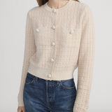 FRAME - The Lurex Check Cardi -- Cream Multi