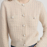 FRAME - The Lurex Check Cardi -- Cream Multi