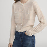 FRAME - The Lurex Check Cardi -- Cream Multi