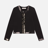 FRAME - The Sequin Trim Cardigan -- Black