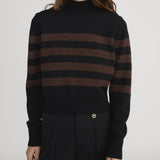 FRAME - Ritz Striped Cashmere Turtleneck Sweater -- Black Multi
