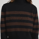 FRAME - Ritz Striped Cashmere Turtleneck Sweater -- Black Multi