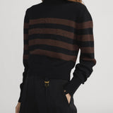 FRAME - Ritz Striped Cashmere Turtleneck Sweater -- Black Multi