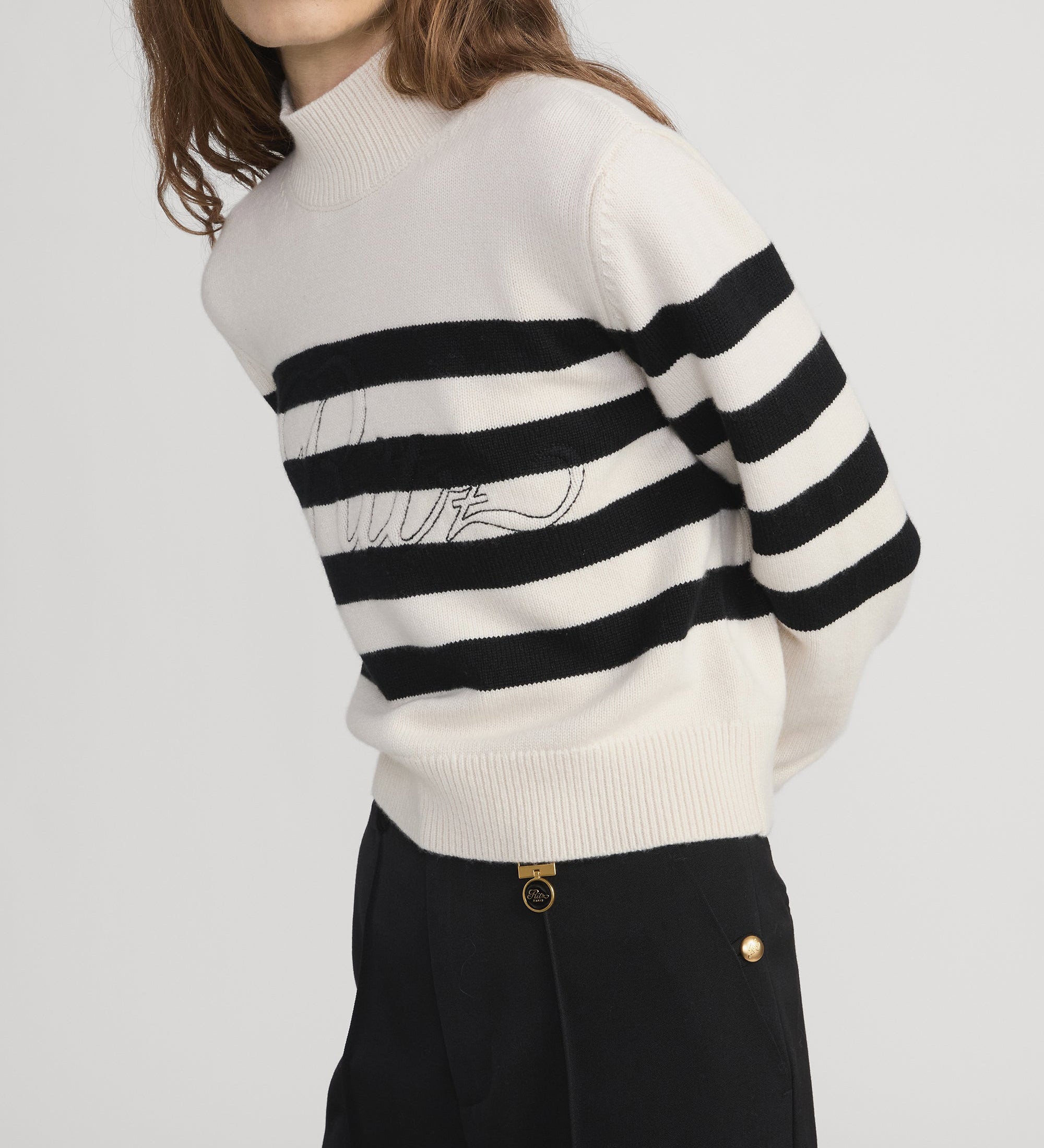 FRAME - Ritz Striped Cashmere Turtleneck Sweater