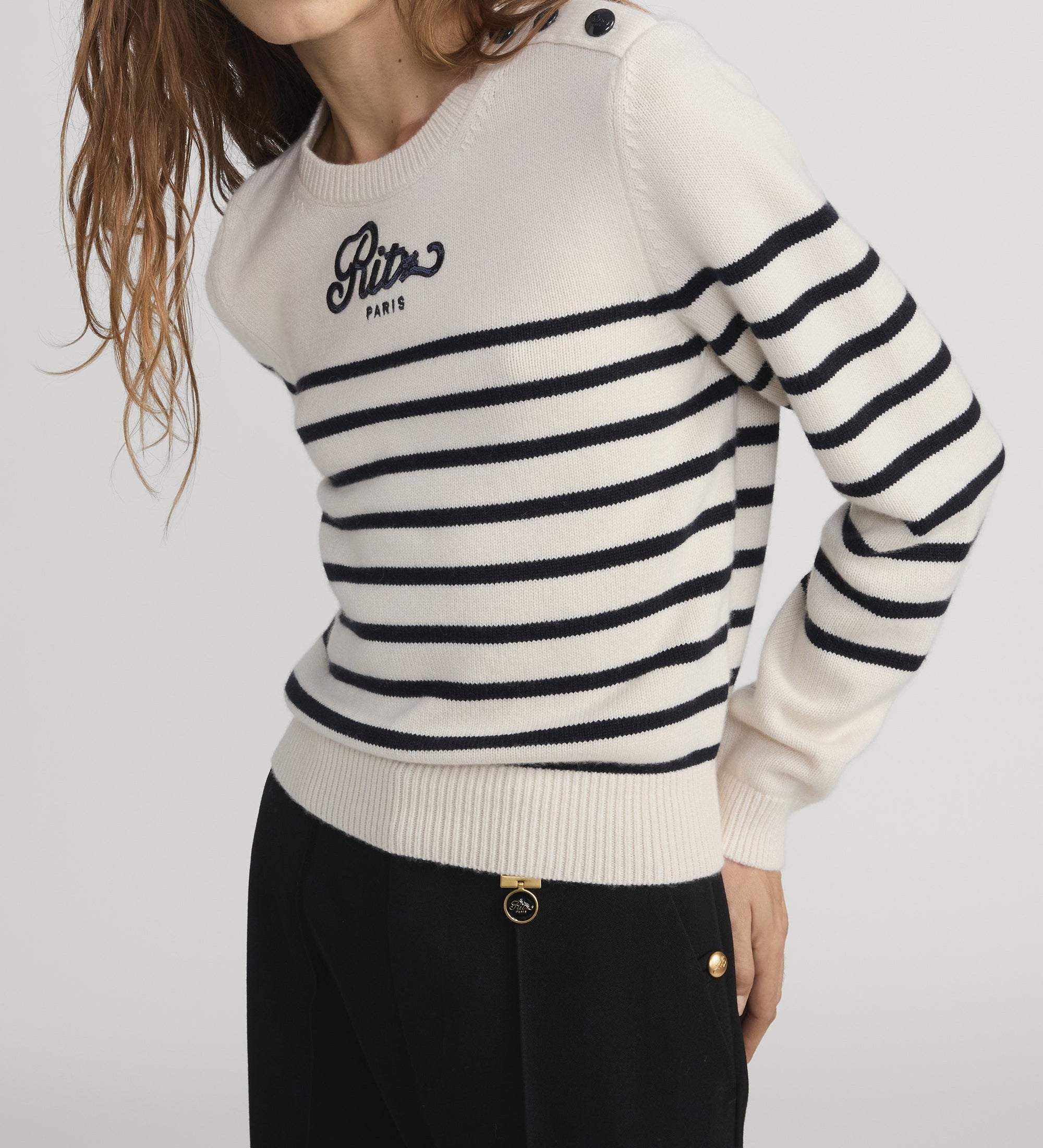FRAME - Ritz Sequined Striped Sweater