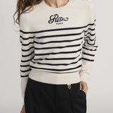 FRAME - Ritz Sequined Striped Sweater