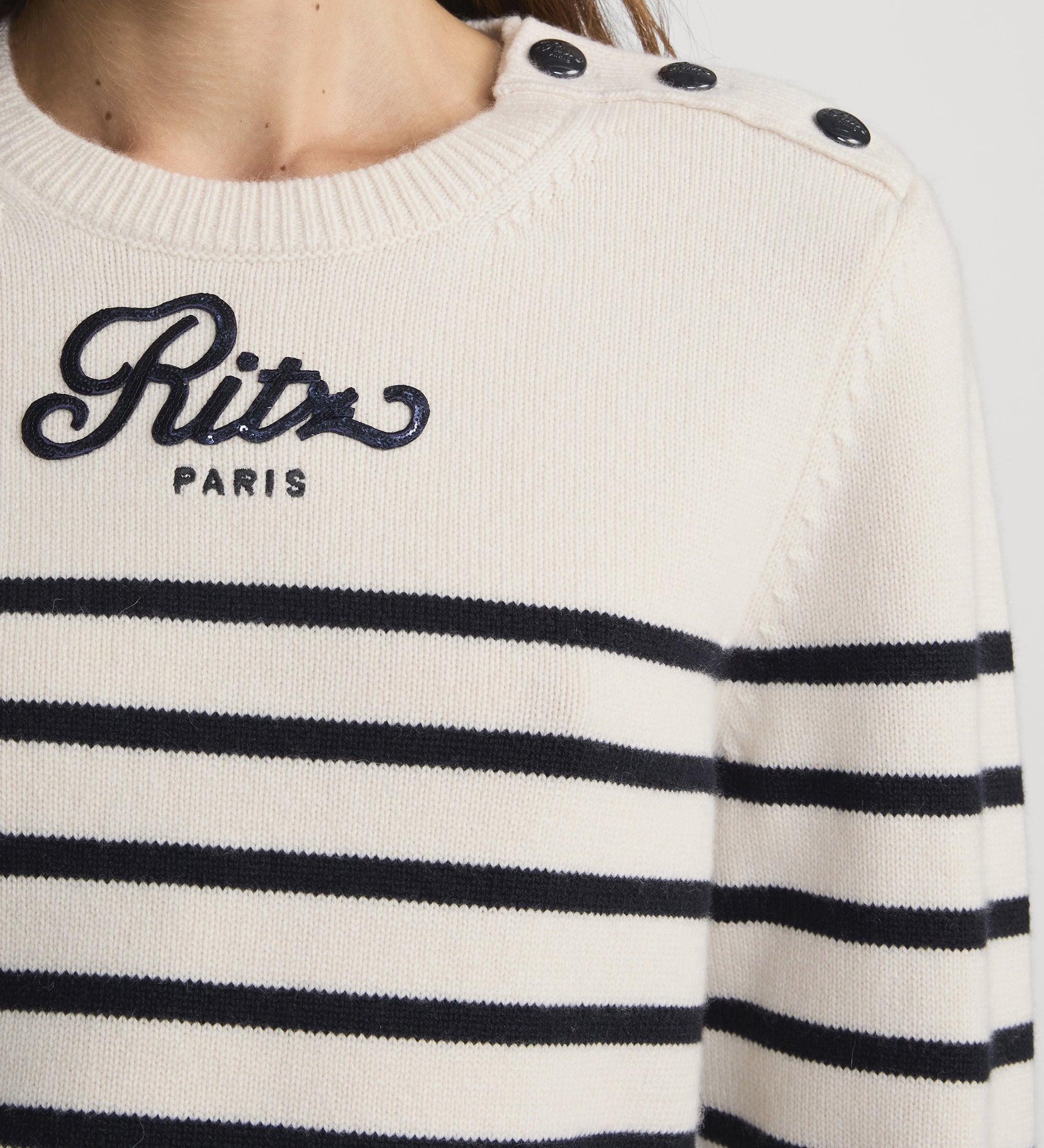 FRAME - Ritz Sequined Striped Sweater
