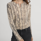 FRAME - The Cashmere Snake Cardi -- Camel Multi