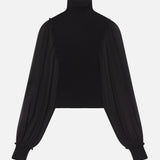 FRAME - The Sheer Sleeve  Top -- Black