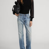 FRAME - The Sheer Sleeve  Top -- Black
