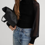 FRAME - The Sheer Sleeve  Top -- Black