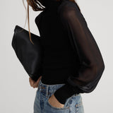 FRAME - The Sheer Sleeve  Top -- Black