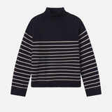 FRAME - The Striped Cashmere Turtleneck -- Navy Multi