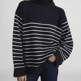 FRAME - The Striped Cashmere Turtleneck -- Navy Multi
