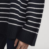 FRAME - The Striped Cashmere Turtleneck -- Navy Multi
