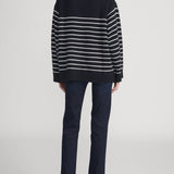 FRAME - The Striped Cashmere Turtleneck -- Navy Multi