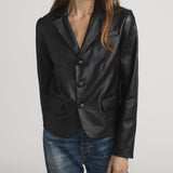 FRAME - The Leather Smart Blazer -- Black