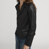 FRAME - The Leather Smart Blazer -- Black