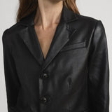 FRAME - The Leather Smart Blazer -- Black