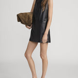 FRAME - The Leather Gathered Dress -- Black