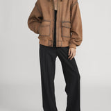 FRAME - The Distressed Leather Jacket -- Dark Camel