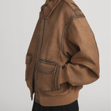 FRAME - The Distressed Leather Jacket -- Dark Camel
