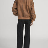 FRAME - The Distressed Leather Jacket -- Dark Camel